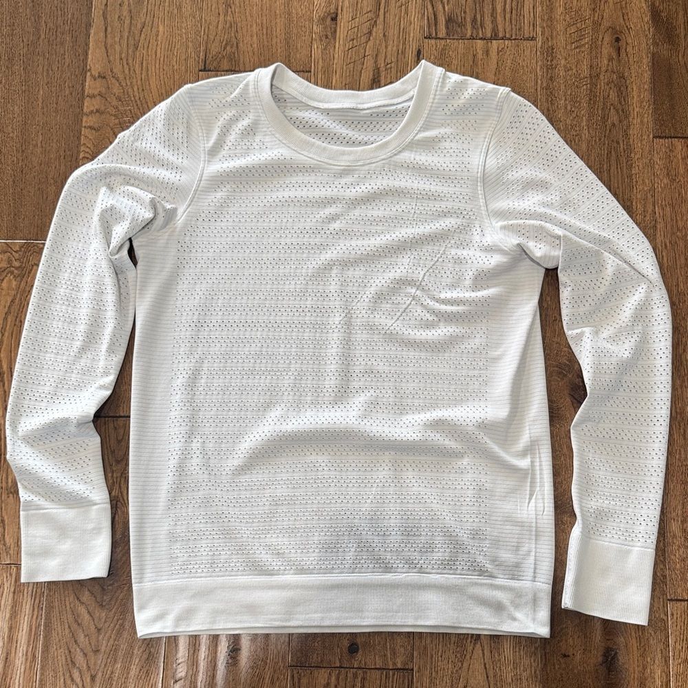 lululemon athletica White Perforated Long Sleeve Top